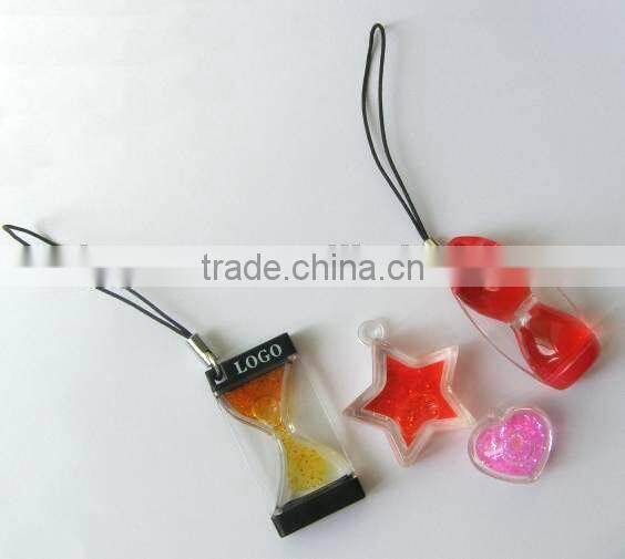 Acrylic Liquid Bubble Sand Timer Keychain, Magic LED Light Keychain