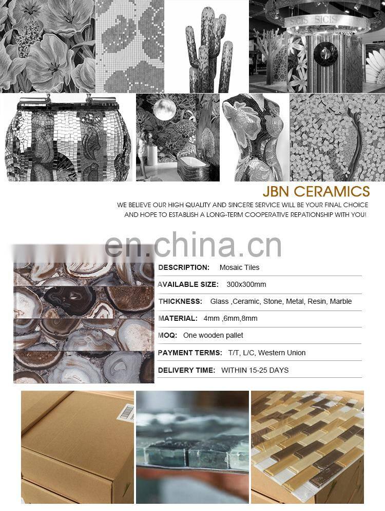 JBN Tile Water Jet Bathroom Tile 3D Glass Mosaic Tiles Wall Decoration
