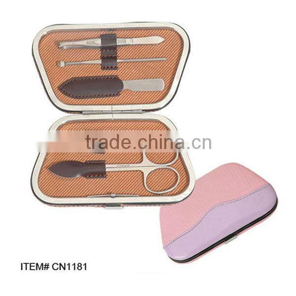 Metal sivler ring purple manicure set