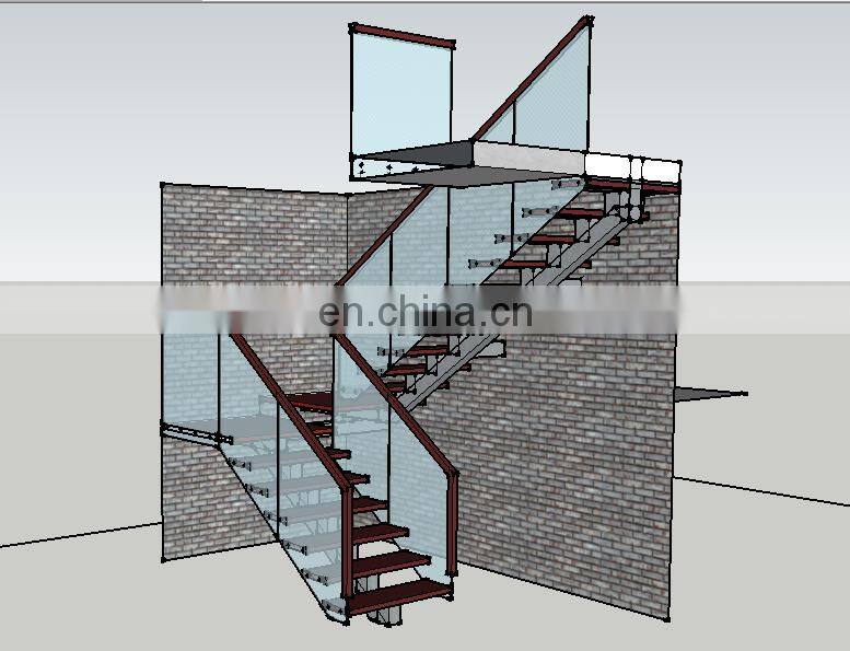 USA Wood Tread Modern Staircase Interiors Double/Single Keel Stairs