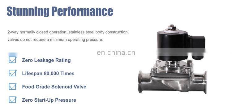 24VDC Stainless Steel Food Safe Sanitary Beer Solenoid Valve
