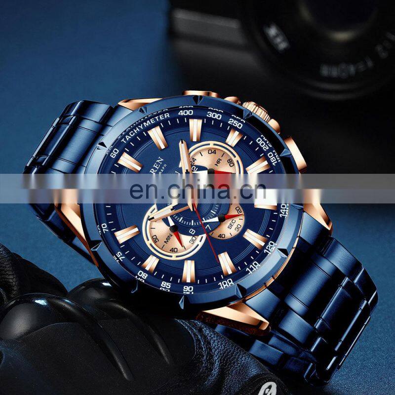 CURREN Sport Watches Mens Luxury Brand Quartz Clock Stainless Steel Chronograph Big Dial Wristwatch with Date Relogio Masculin