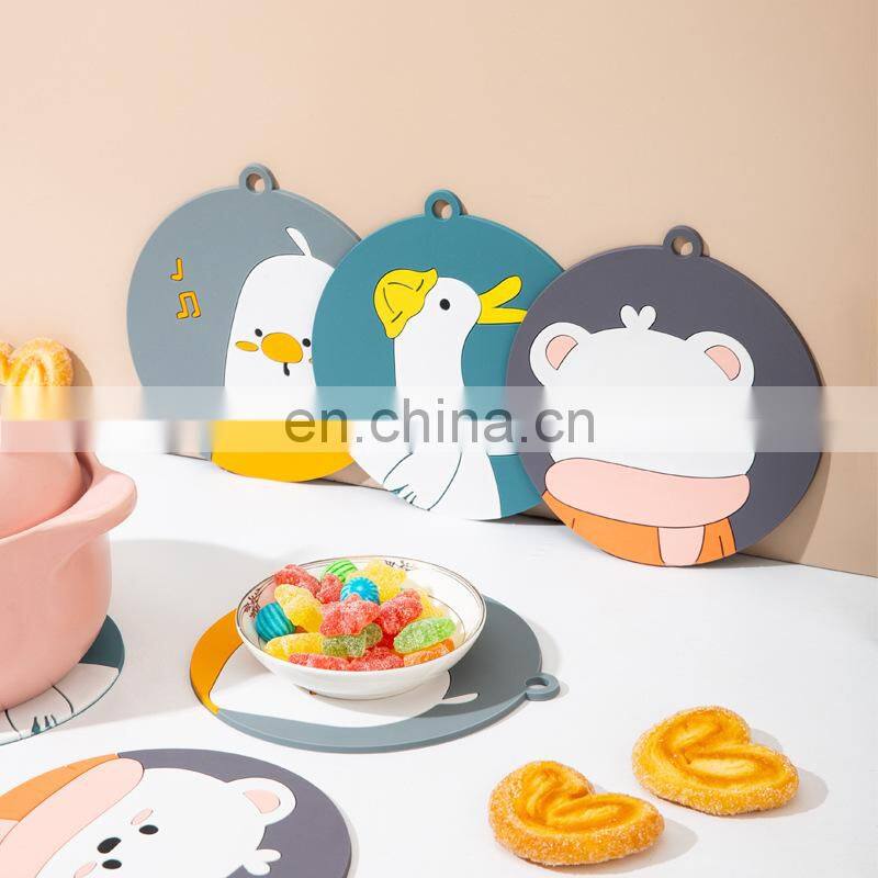 Heat Insulation Non-slip Coffee Table Cup Mats Pad Placemat Cartoon Silicone Coaster Kitchen Accessories