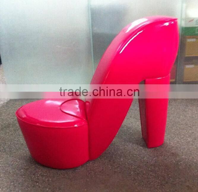 Fashion Pu red color High Heel Shoe Chair Diva shoe chair fun furniture ,high heel storage shoe chair