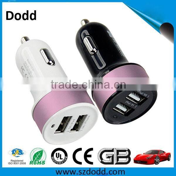 black+PINK 4.8amp/24watts mini usb 2 port car charger