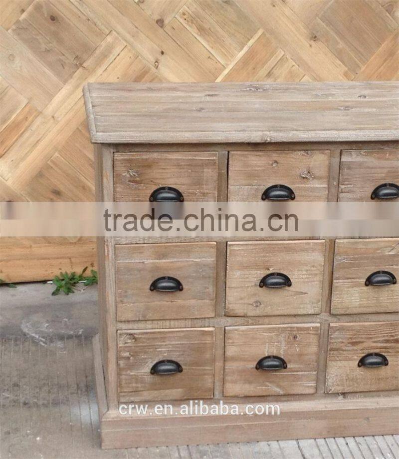 RE-1526 Vintage Living Room Furniture Recycled Elm Cabinet with 18 Drawers