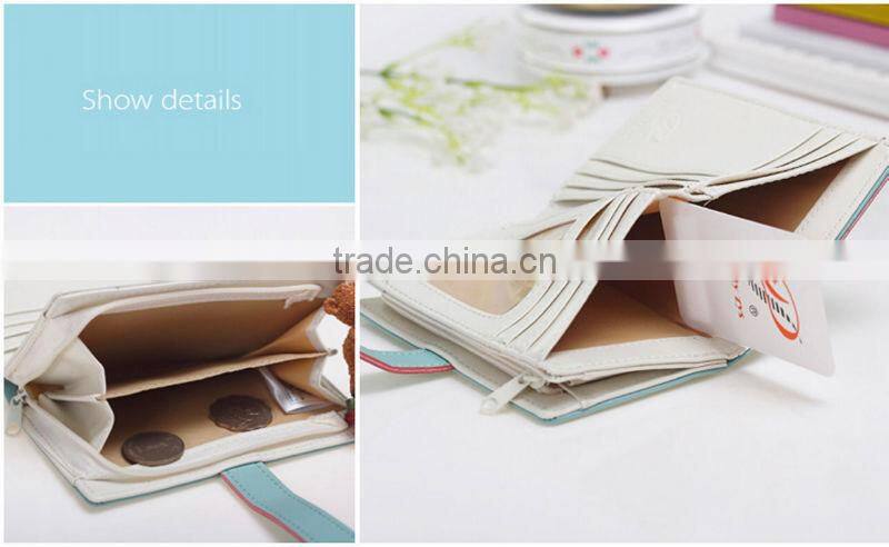 Cute short women wallet with zipper pocket