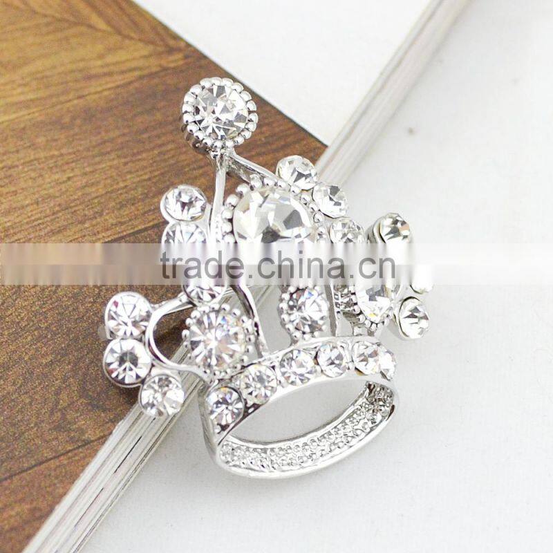 2015 Fashion jewelry elegant diamond crown shaped brooch beautiful jewelry wholesale