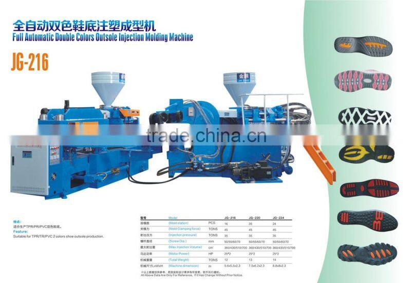 Double colors PVC/TPR/TR sole injection machine