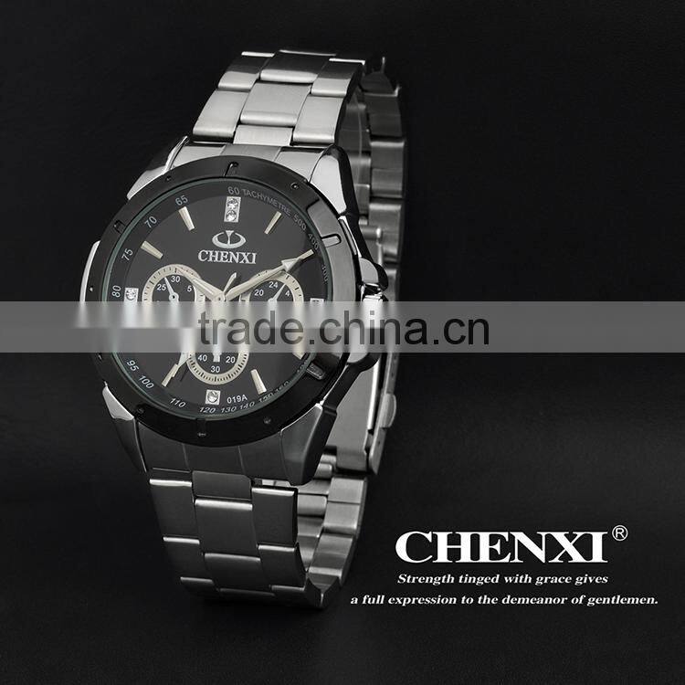 2016 Newest hot China quartz wrist watches fashion stainless steel men's sport watches 019AMB