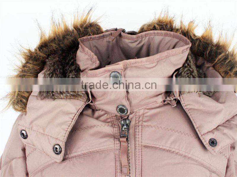 Lady's fashion hot selling stock clothing padded jacket with AC coated