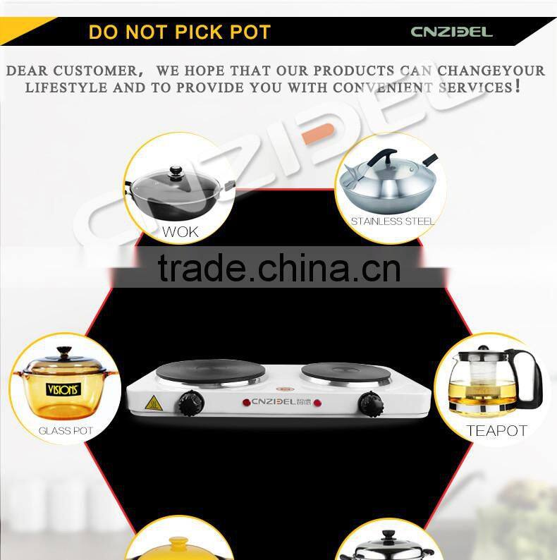 Double electric hot plate with solid cast iron heating element 2500W CNZIDEL