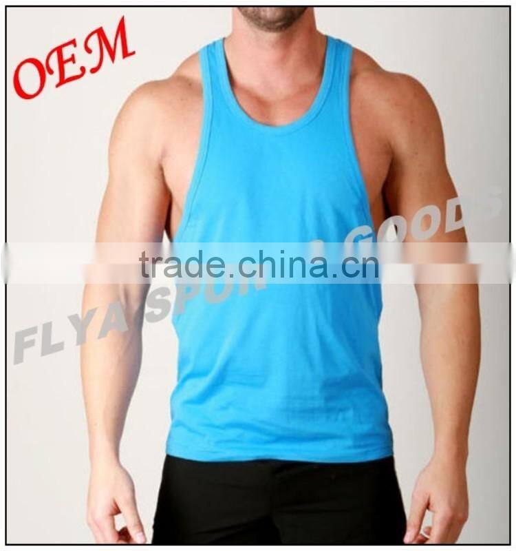 100% cotton plain white y-back gym singlet for men