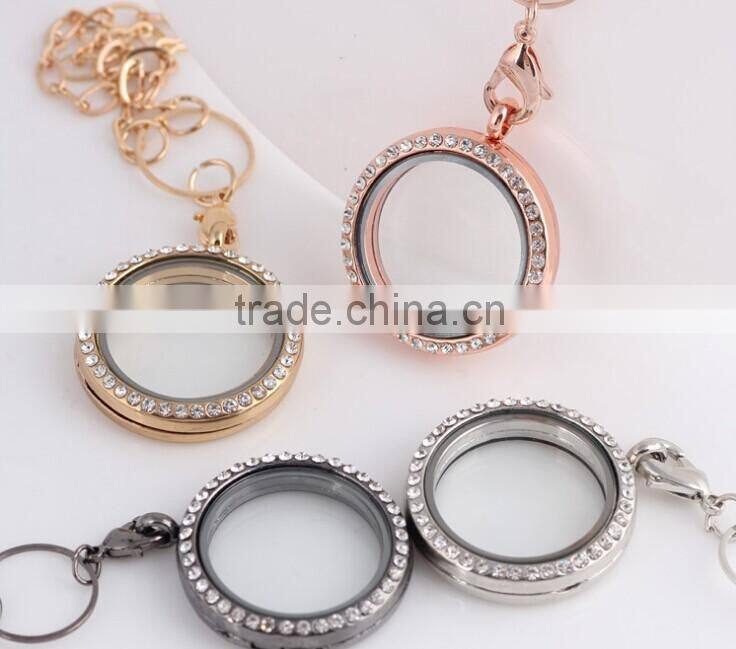 2015 new arrival colorful heart shaped floating lockets necklace