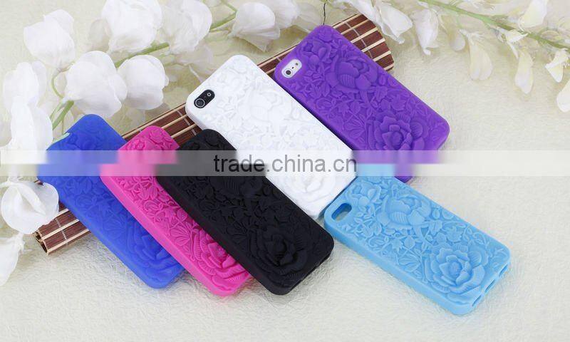 High quality Silicone case rose design for iphone 5(Have stock)