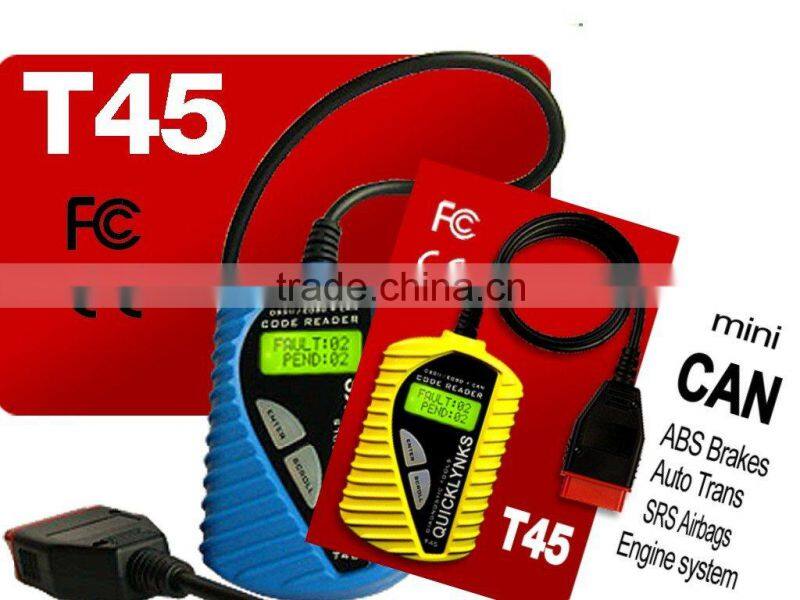 Hot sale ! High-quality multilingual OBD2/EOBD code reader/engine analyzer T45-read DTCS for 4 main systems