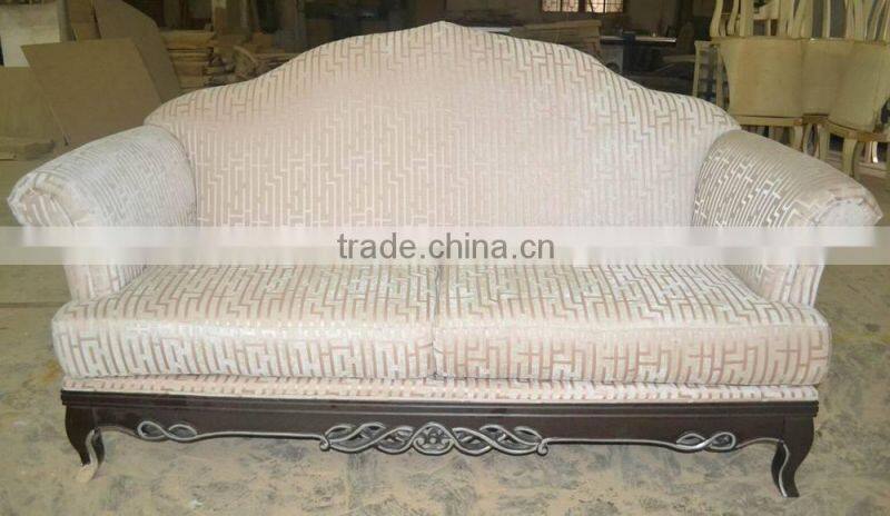 Brown leather solid legs hotel sofa XY3438