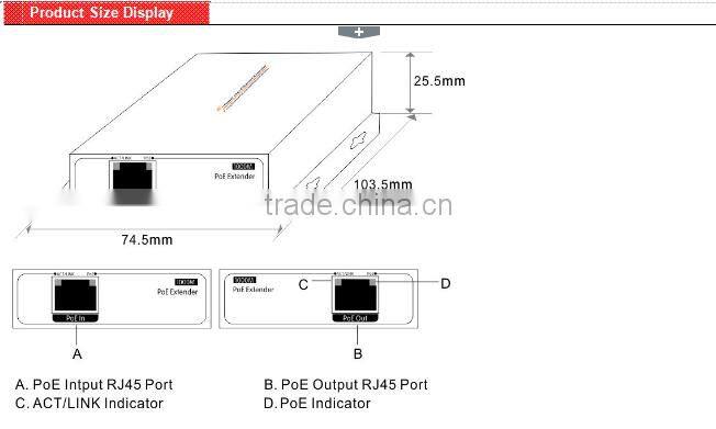 15.4W repeater poe extender 100meters poe extender 10/100/1000M PoE Extender