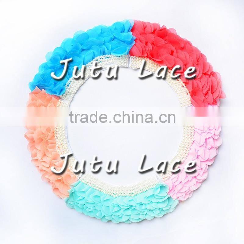 shabby chiffon collar with pearl centre- garment accessories