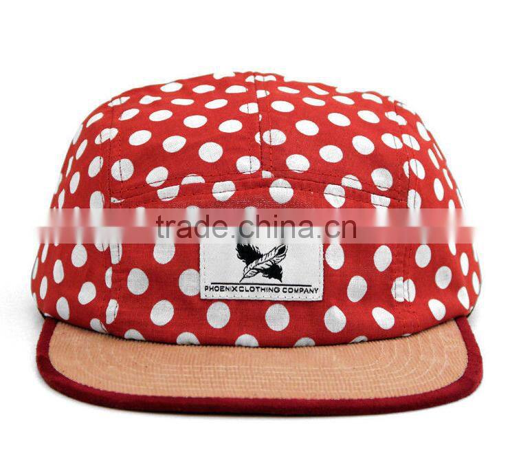 Fashionalbe custom 5 panel superme hat with leather strap