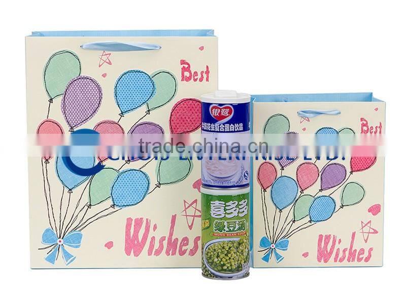 Popular Attractive Art Paper Bag with Ribbon Handle For Children Gift, Candy Present