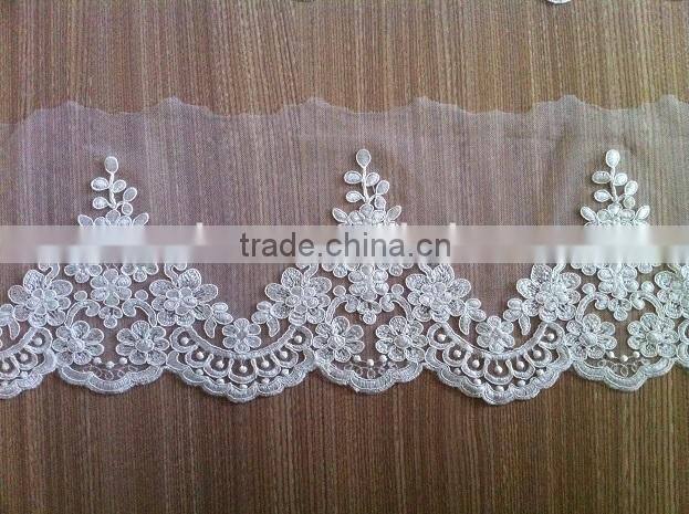 High quality border embroidered lace for bridal dress