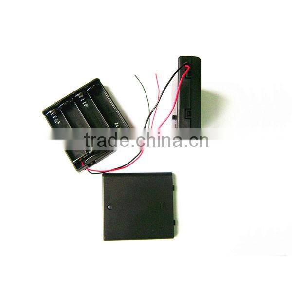 ON/OFF Switch Black 4 x 1.5V AA Batteries Holder Case Storage Box with lead wire