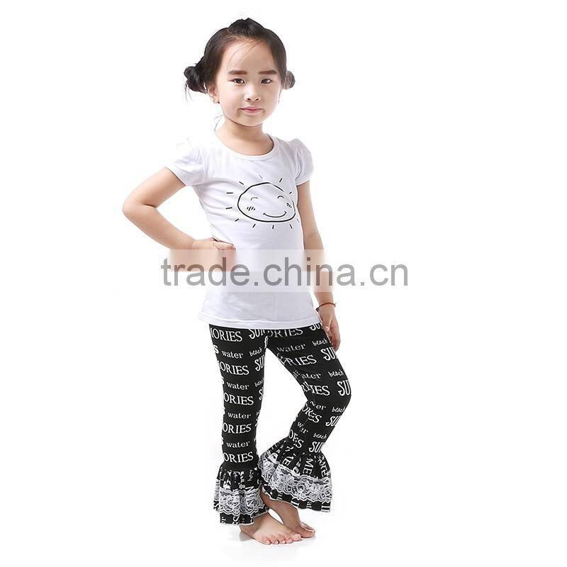 Hot Sale 2016 Wholesale Children's Boutique Clothes Smeling Face Cotton Outfit For Baby Girls