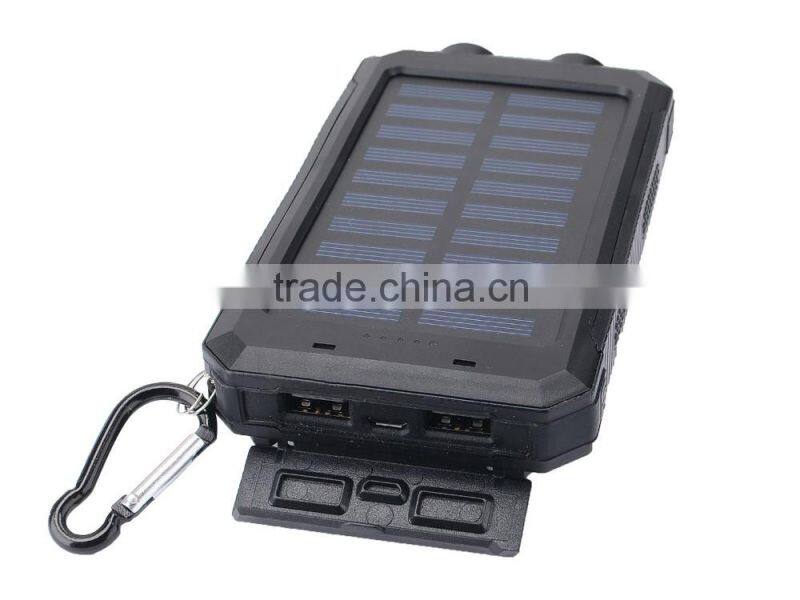 Promotional solar energy mobile phone charger ip67 waterproof power bank 8000mah