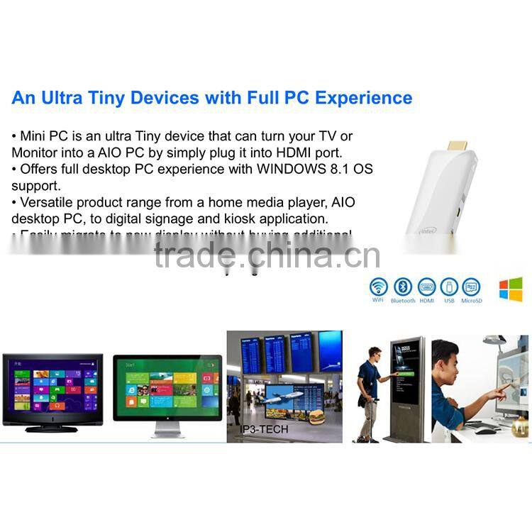 Popular window8.1 bing OS Mini PC t03 tv Stick 2g 32g WiFi Bluetooth4.0 transmission mini pc usb memory stick