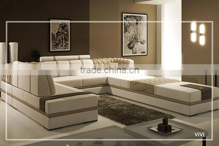 Luxury design R60 big sectional leather sofa
