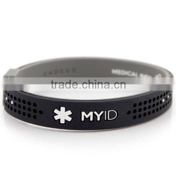 personal unique id bracelet custom silicone id bracelet engraved