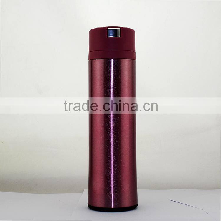 new style double wall stainless steel vacuum thermos flask ,lock button design lid