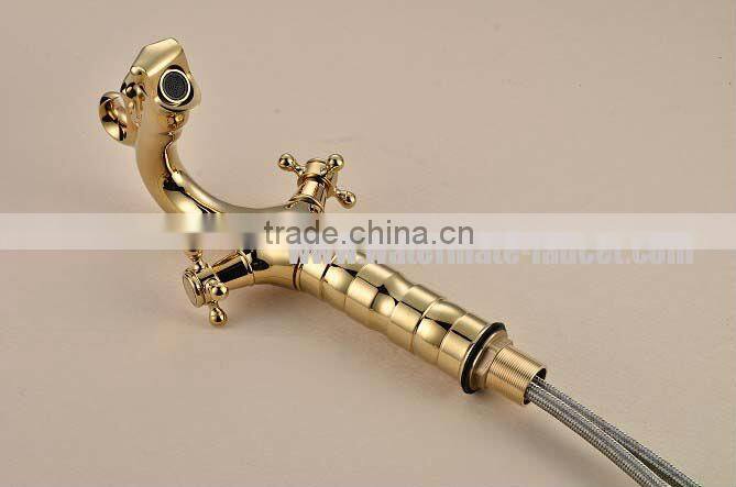 lavatory faucet dual handle basin faucet in gold finish