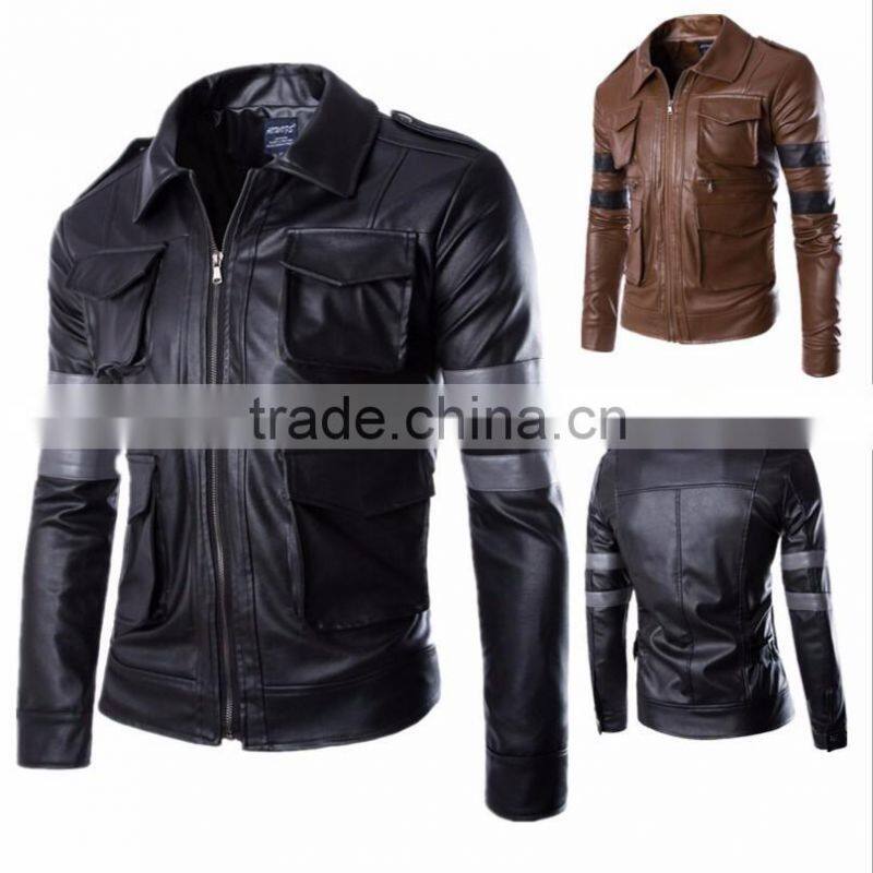 New Fashion Cheap Pakistan Leather Jacket for Man,Leather Black 8 Ball Cowhide Bomber Leather Jacket