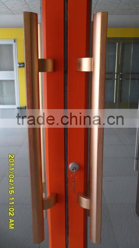 Orange colour aluminum door with High-grade shake handshandle can be used for balcony