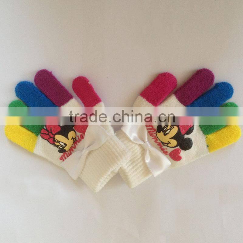 Wholesale acrylic knit custom magic winter glove