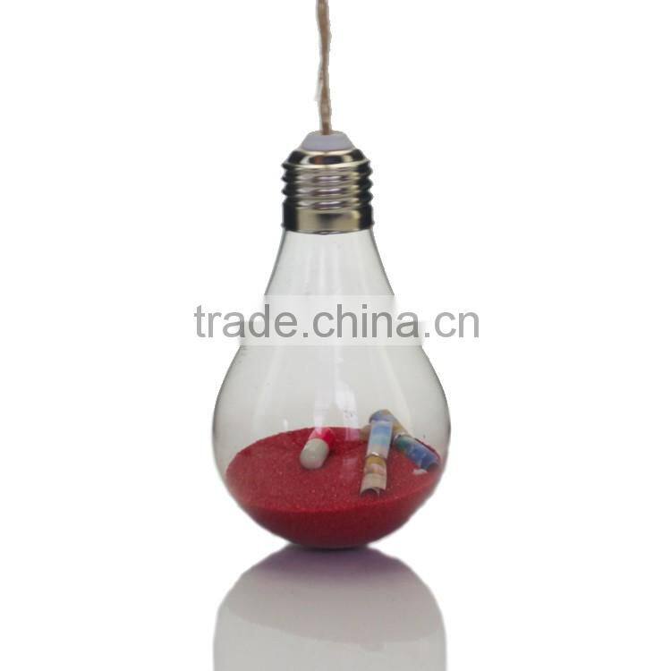 Clear Bulb Shape Hanging Wishing Glass Bottles,Glass Drift Jars With Message