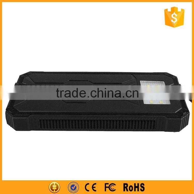 Outdoor emergency solar power bank 12000mah with keychain and carabiner