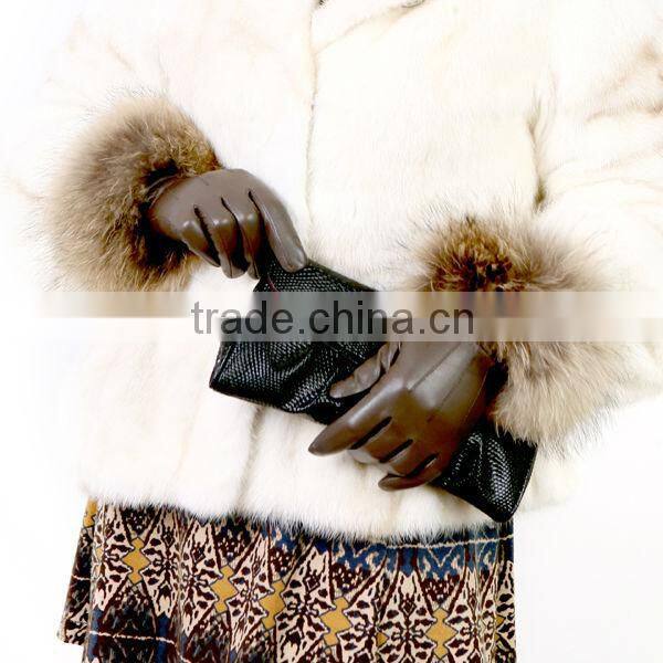 Best quality fashion dress ethiopian ladys fox fur gloves