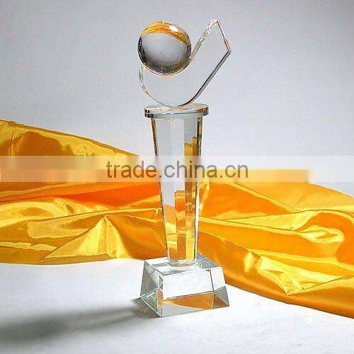 hot sale crystal glass hand trophy