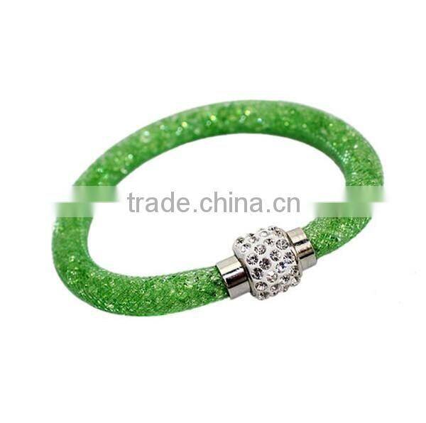 Hot sale fashion multi-color bio magnetic stardust bracelet,mesh crystal charm bracelet