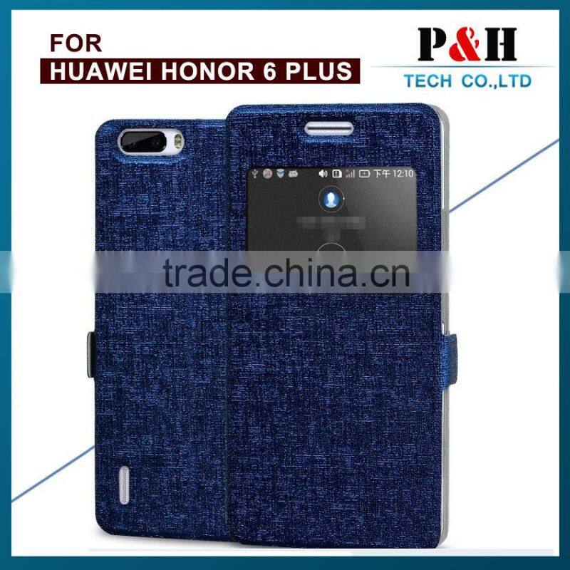China Wholesale PU Leather Case Flip Phone Case with Window View for Huawei Honor 6