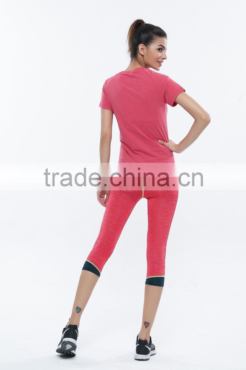 Soft jersey short sleeve and capris yoga wear women wholesale yoga wear