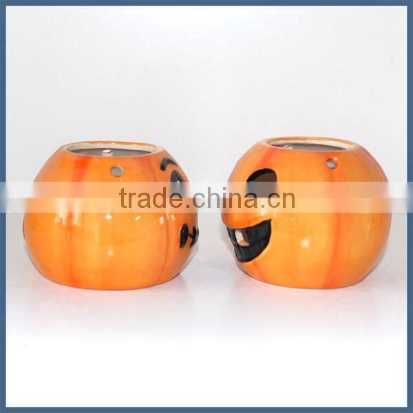 Happy halloween decorative ceramic pumpkin candle jar