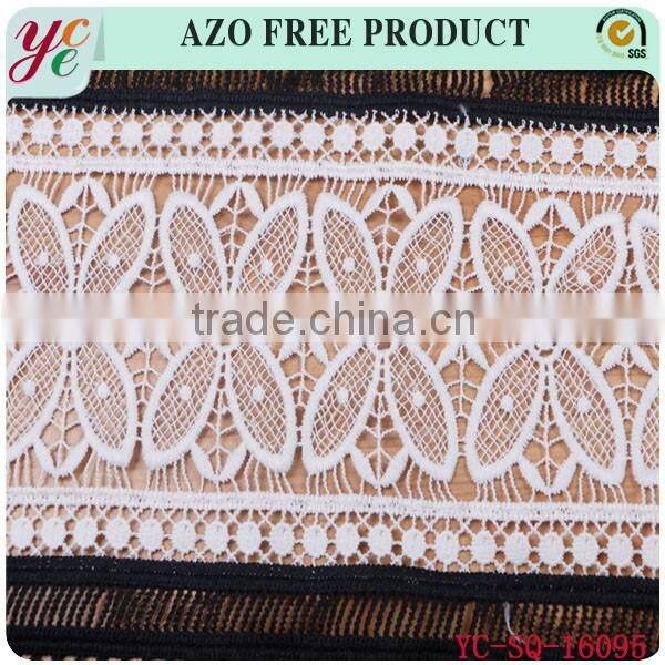 Summer new black hollow out small grid with a clover lace embroidery fabric