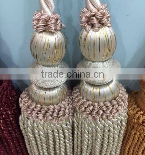 Rayon fabric bullion fringe tassel type decoration tassel with golden yarn