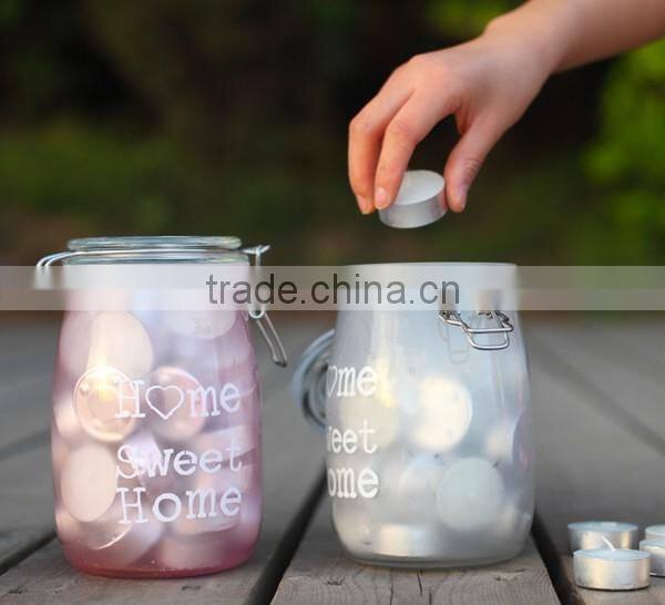 foodgrade transparent colorful storage glass jars with hinged lid