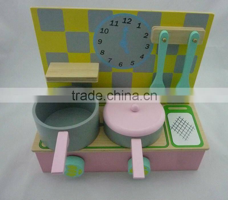 wooden pretend play small cooking range toy set for children