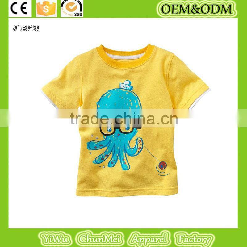Yellow t-shirt octopus t-shirt children's clothes Printing t shirt animal t-shirt kids kids s shirt